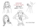 Lineart collection. Beautiful fashion women. Beautiful portraits